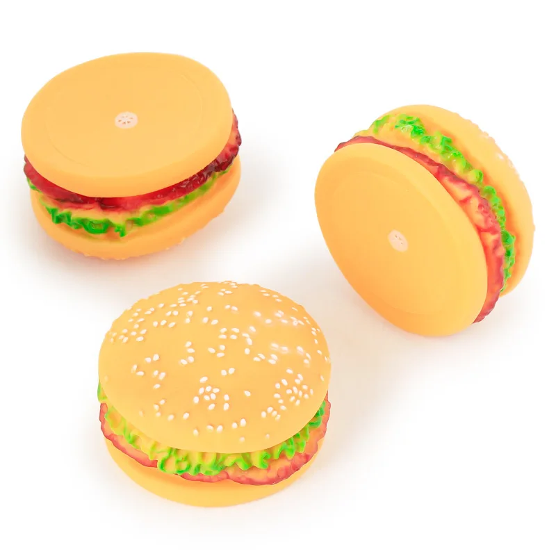 Manufacturer wholesale squeaky chew hamburger barbecue french fries chicken dog food vinyl toys