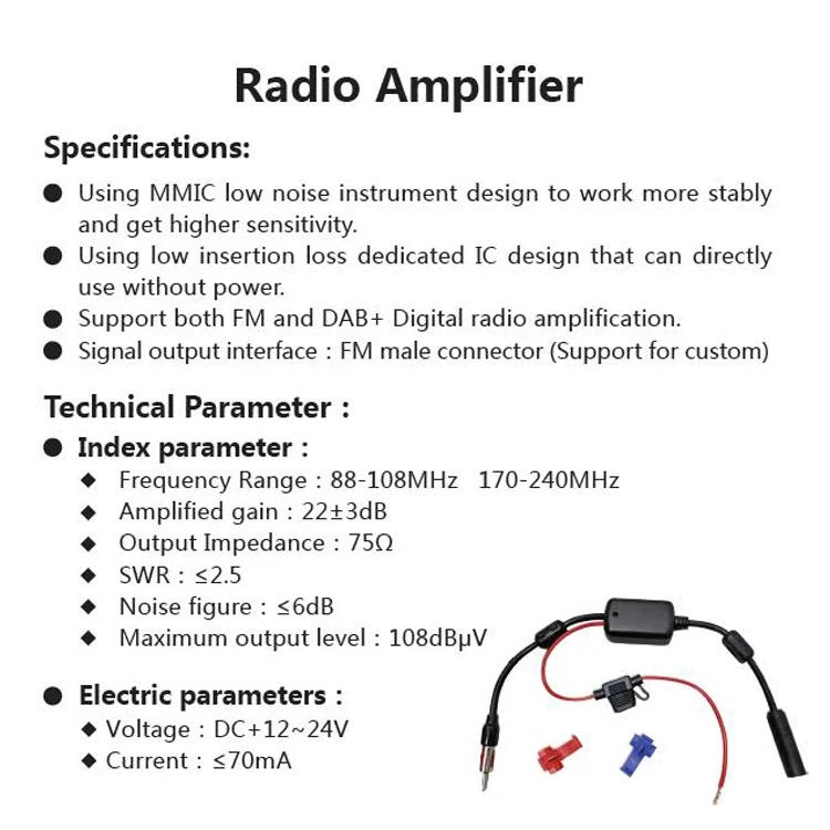 Kontec Car Radio FM DAB+ Digital Signal Amplifier with Antenna Bracket Installation