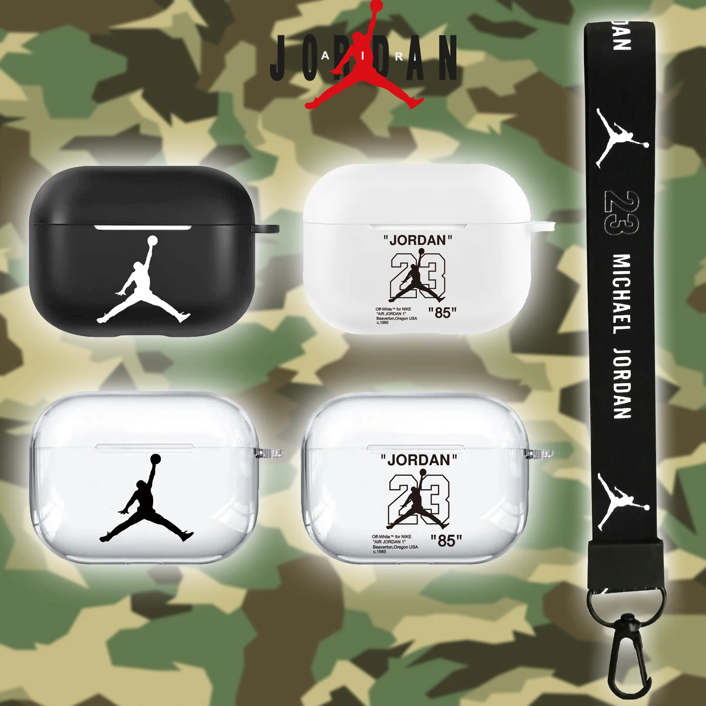 For Airpods Pro Case Transparent With Lanyard For Nike 23 Air Jordan ...