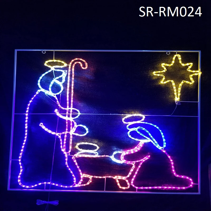 Outdoor 2d Led Rope Light Sculpture Nativity Lighted Motif Christmas 90