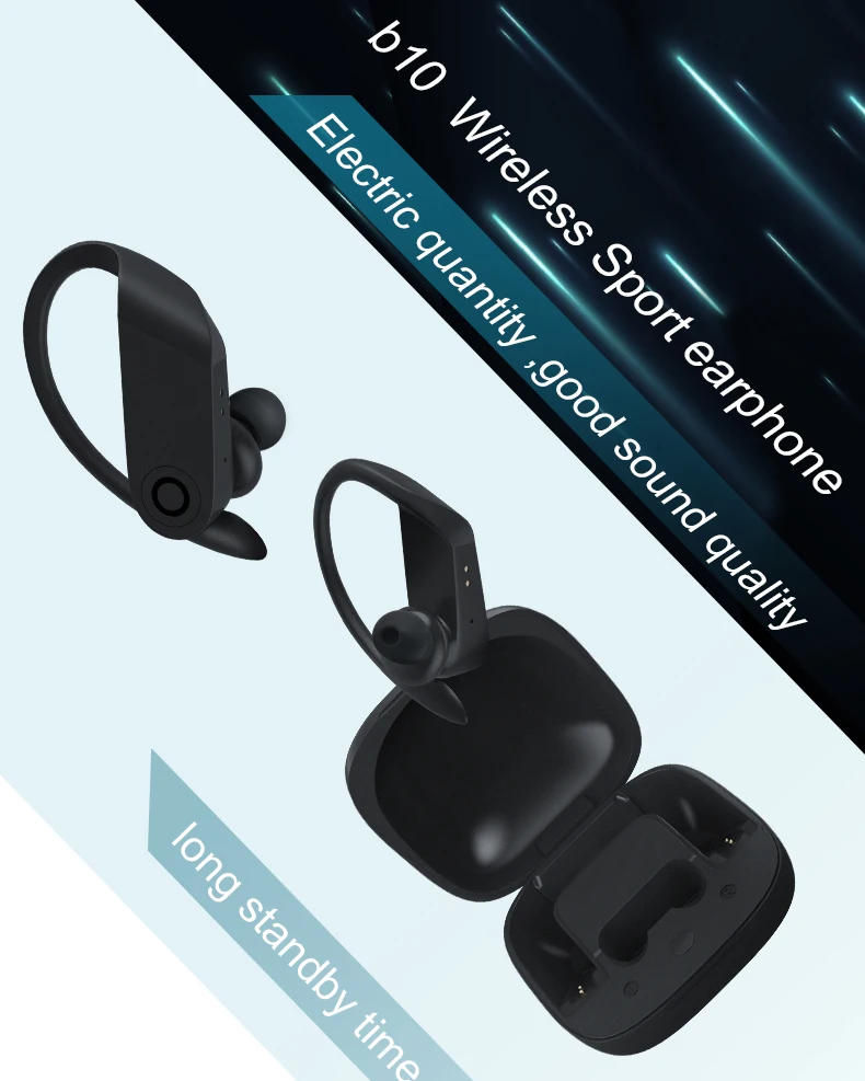 SpoBluetooth Earphones Ear Hook Wireless Charging Headphones Running Earphone for xiaomi Huawei IOS Android - ANKUX.COM