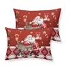 King Size 20"x36" Christmas Pillowcases for Kids Red Santa Elk Printed Christmas Pillow Cases
