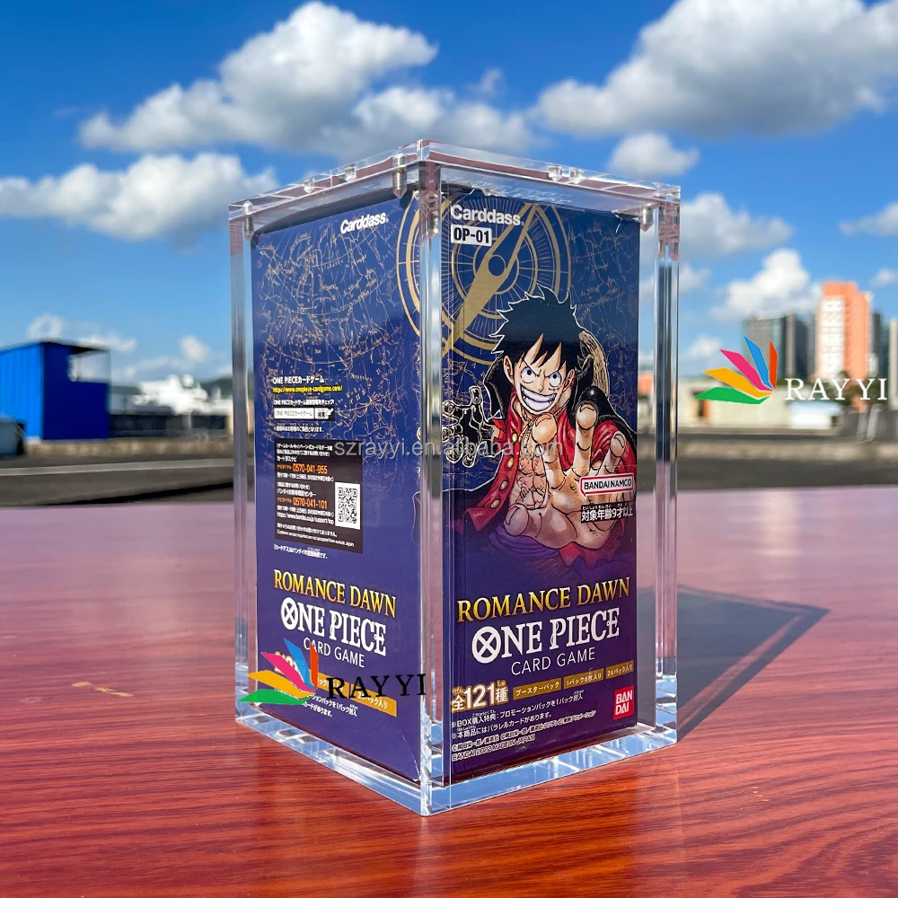 japanese card display case RAY YI Custom Wholesale Acrylic Detachable Lightweight Adjustable Height  One Piece Japanese Trading Card Game Booster Box