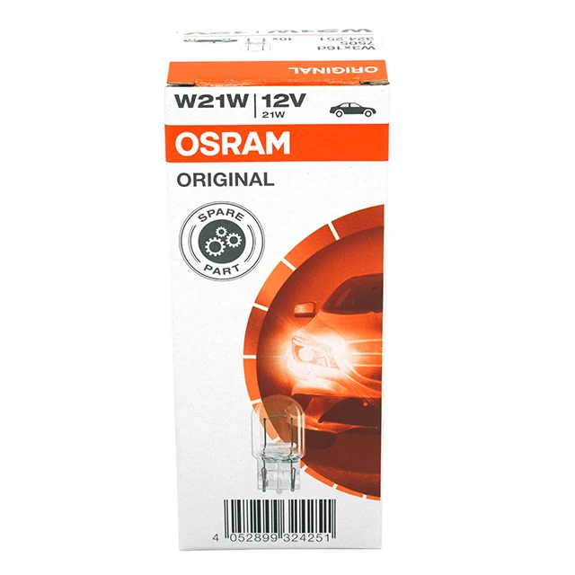 OSRAM 7505 ORIGINAL signal lamps with glass wedge bases T20 12V W21W W3x16d made in Taiwan Clear Auxiliary lamp