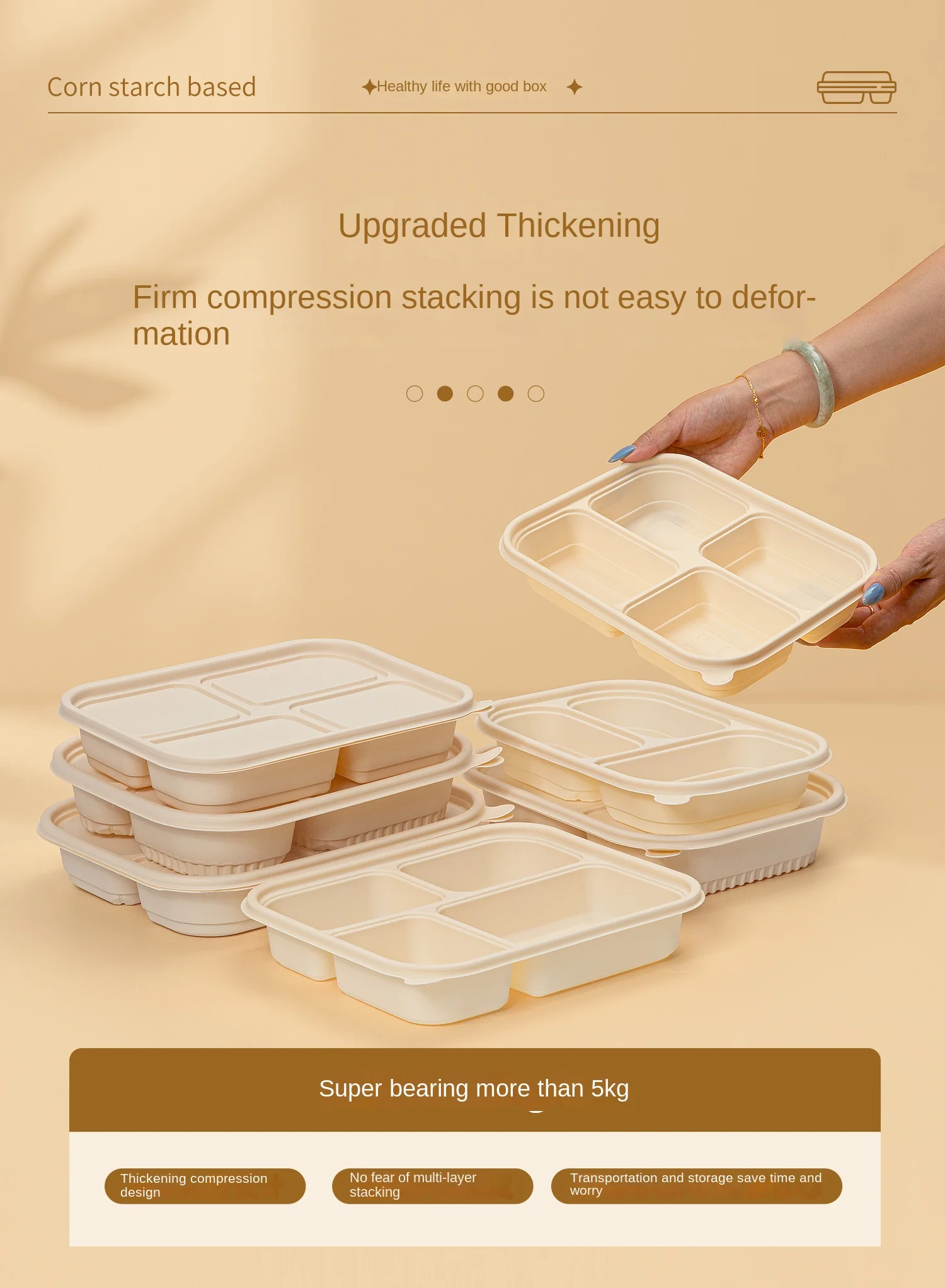 Corn Starch Disposable Degradable Lunch Box for Take-out Salad Fast ...