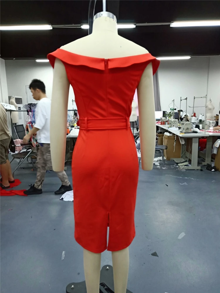 Wholesale New Design Woman Elegant Red Bandage Dinner Dress
