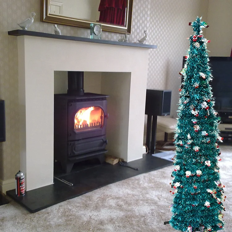 7ft pre lit snow flocked pop up christmas tree with light