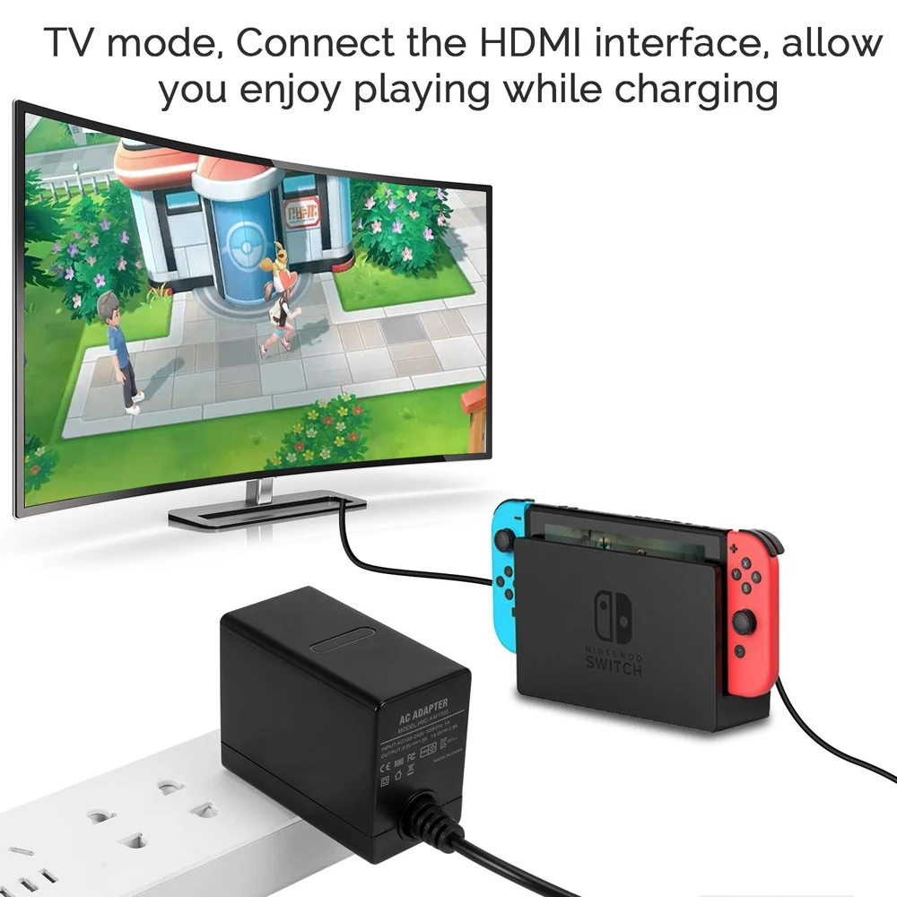 Support Tv Mode Adapter Fast Charger Us Eu Uk Plug For Nintendo Switch