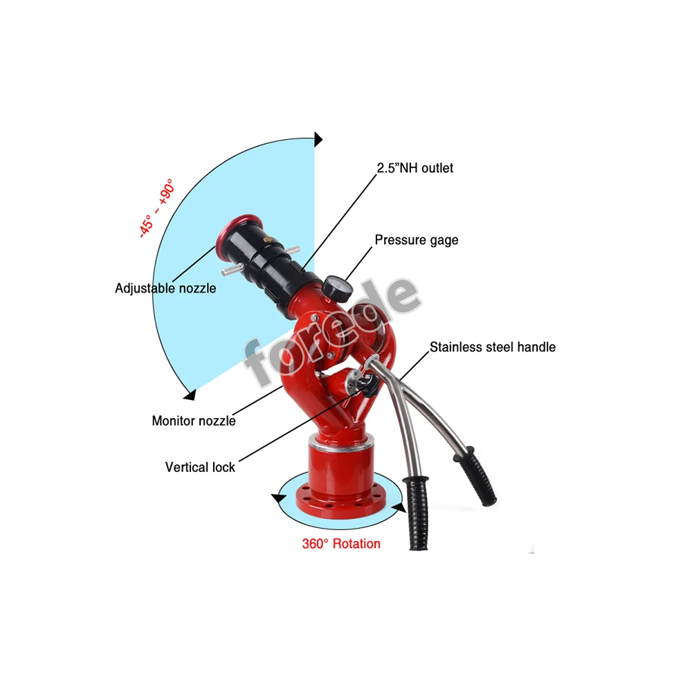 Forede Manual Aluminum Alloy Fire Truck Water Cannon For Fire Fighting ...