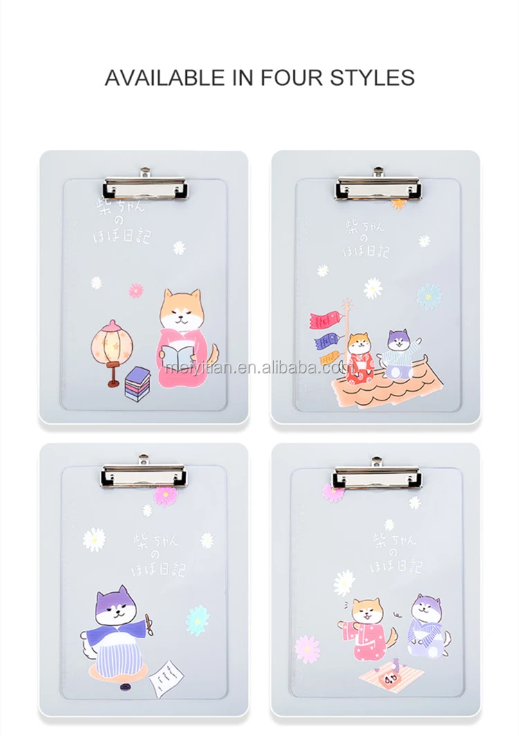 A4 Cartoon Acrylic Clipboard Folder - Cute Kawaii Stationery