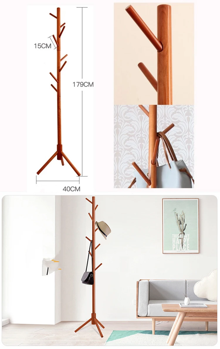 Wooden tree shaped coat rack bedroom clothes cloth suit hanger stand