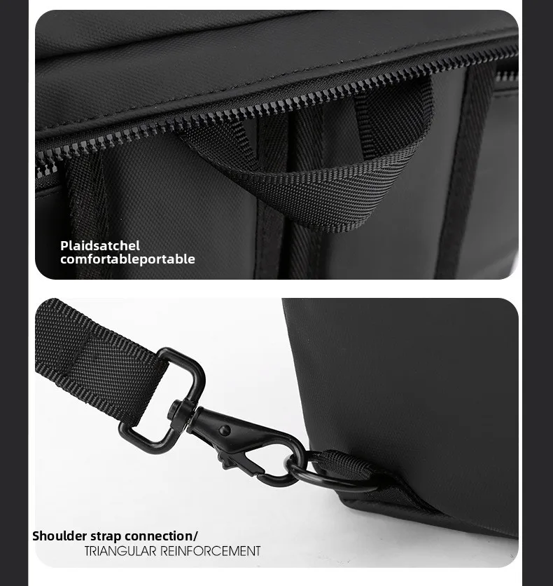 Men's Large Capacity Waterproof GPS Backpack Multifunctional PU Laptop Bag Zipper Handheld Business Travel Crossbody Polyester