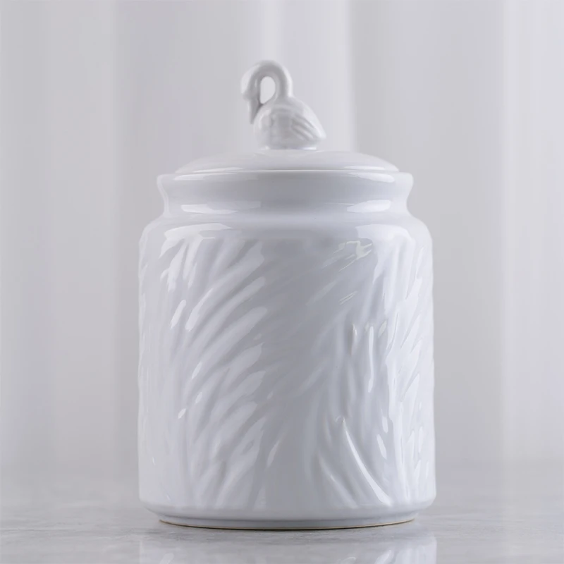 Innocence Carved Porcelain Decor Ceramic White Food Storage Jars Buy