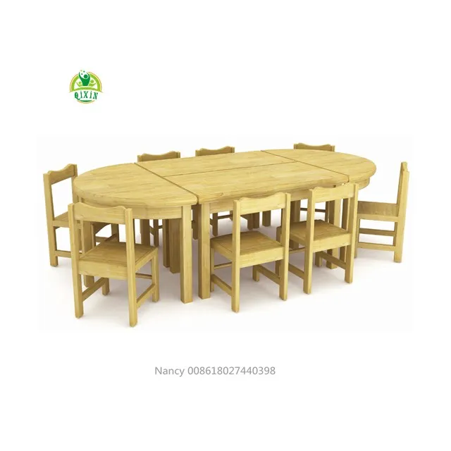 Preschool Wooden School Furniture Wood School Desk For Kids Qx