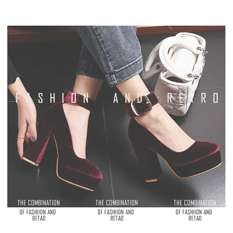 New Round Toe Soft Ankle Buckle Strap Pumps Sexy Ladies Heels