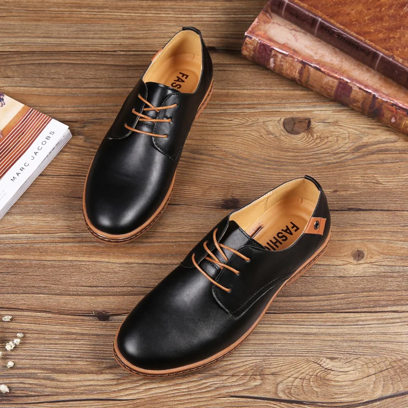 Wholesale Custom Brand Breathable Leather Upper Mens Soft Sole Shoes