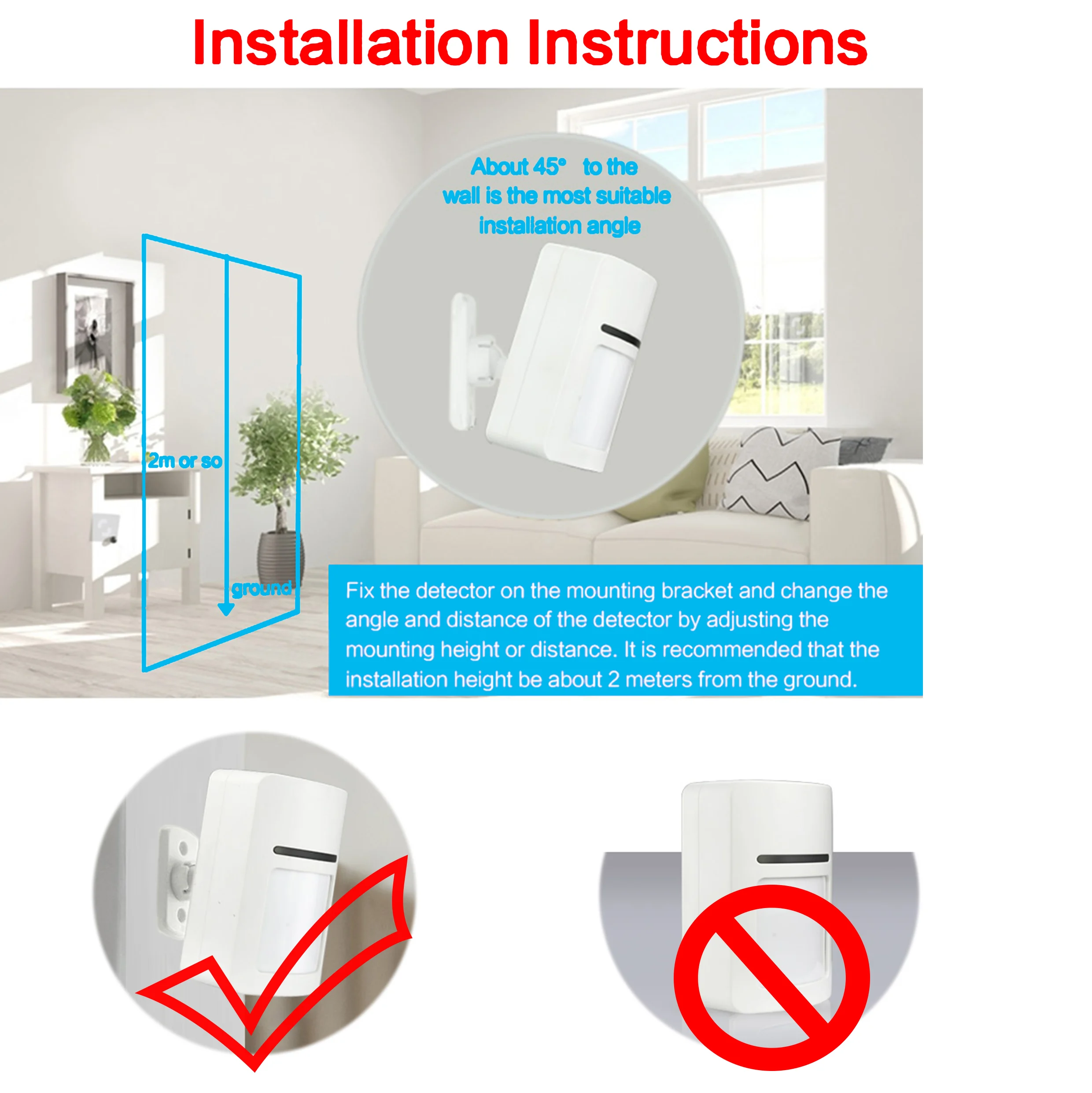 Smart 2.4ghz Wifi Pir Motion Sensor Detector With App Push Notification