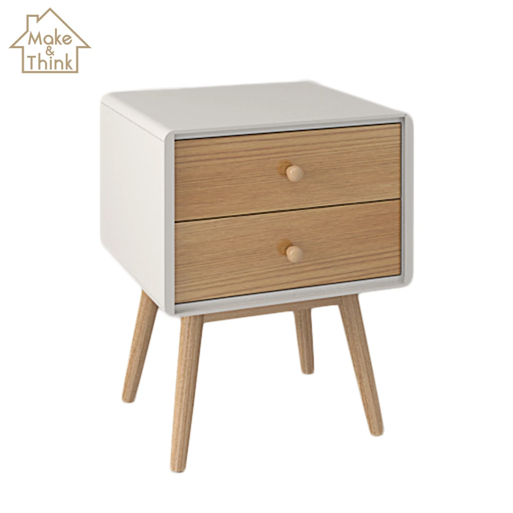 
White nightstands pine legs bedside table bedroom furniture comodino 