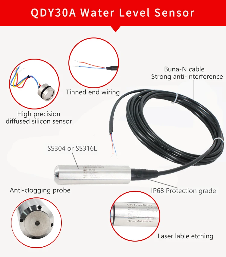 Hydrostatic Level Sensor Analog 4-20ma Fuel Tank Level Sensor ...