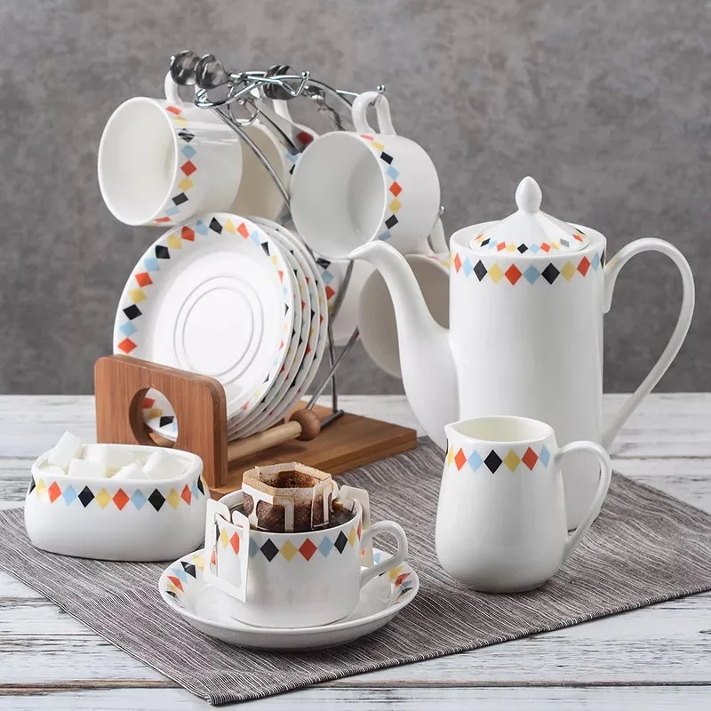 Promotional Middle East Style Big Capacity Coffee Ceramic Custom Porcelain Tea Pot Set details