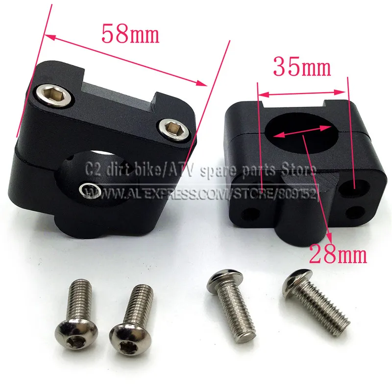 Universal 28mm Riser Aluminium Handlebar Clamps Fat Bar Clamps For Pit
