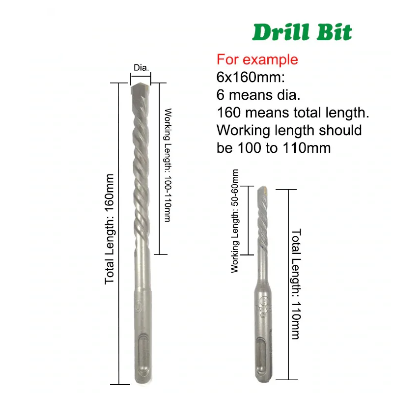 1 pc SDS Plus 5/8"x8" or 5/8"x6"x8" Concrete Masonry Hammer Drill Bit S 