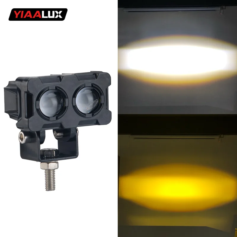 IP67 Motorcycle Dual Color Driving Light LED Headlight Driving Moto Spotlight Auxiliary Light Offroad factory