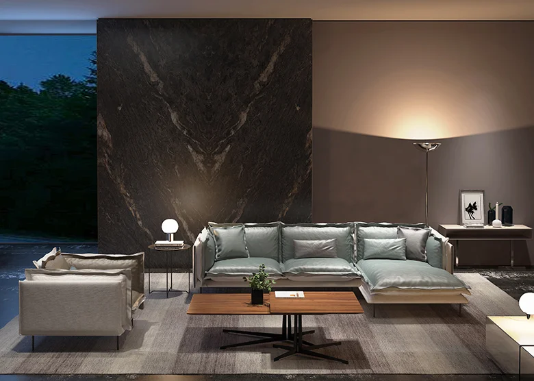European Indoor Furniture Leather Sectional Sofa living room furniture