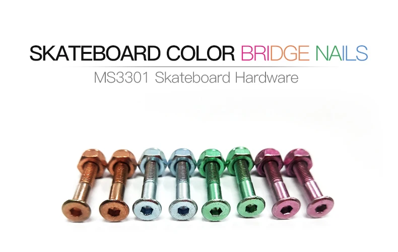Colorful 25mm Professional Skateboard Hardware Screws Bolt And Nuts Set
