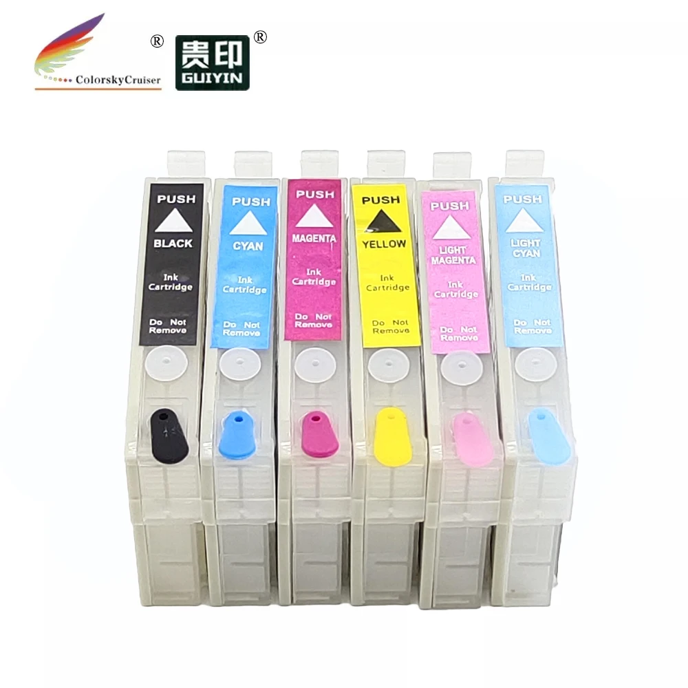 (RCE-IC6CL50) refillable refill ink cartridge for Epson IC6CL50 EP-301  EP-302 EP-702A EP-801A EP-802A bkcmylclm with ARC 1 set