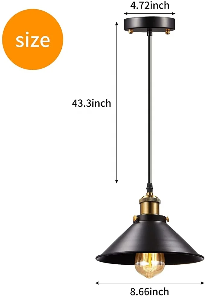 Industrial Lamp Shade Lampara Colgante Negra Nordic Moderner Luminaria ...