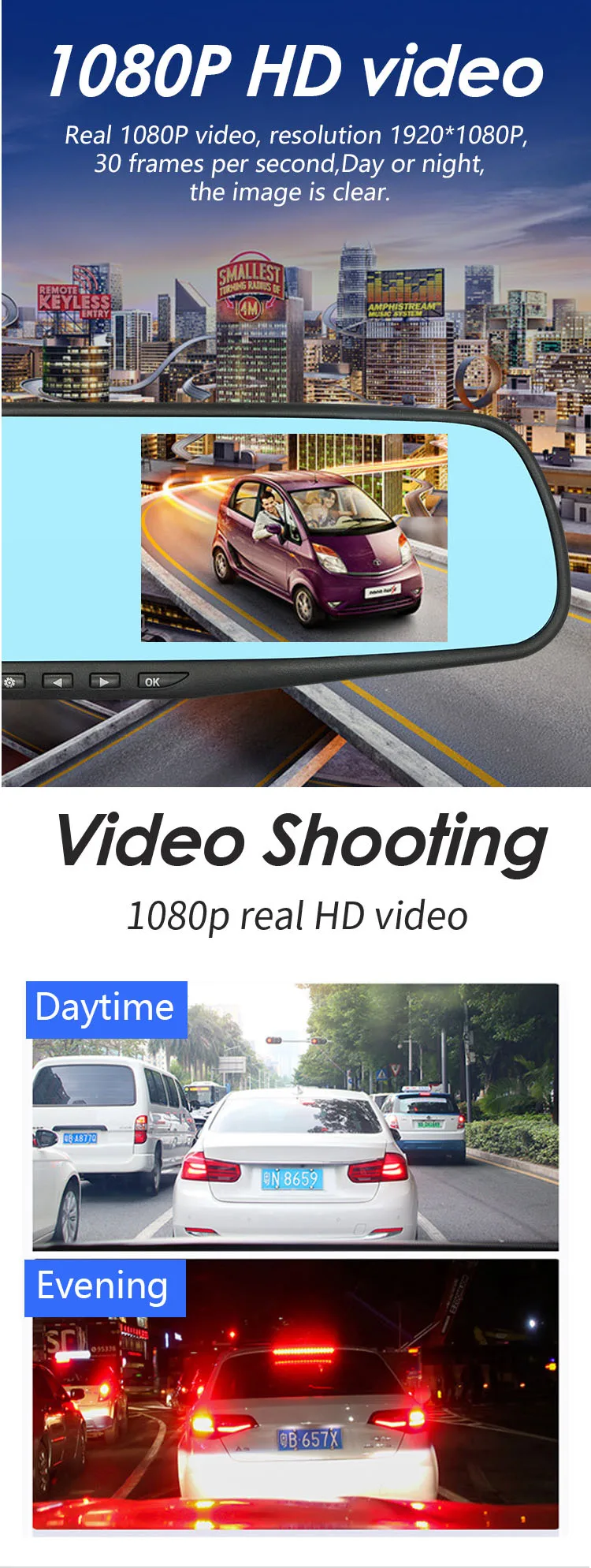 car dvr rear view mirror