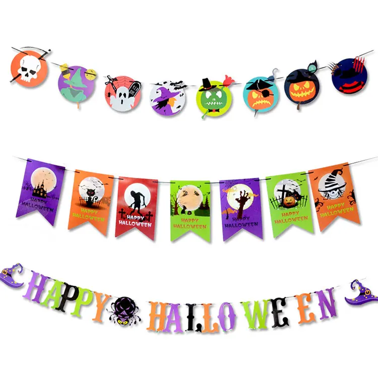 Wholesale DIY Halloween Party Decoration Paper Hanging Flag