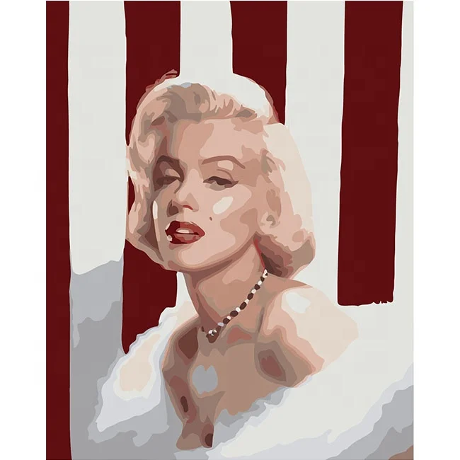 Profesyonel özel Pop Art akrilik Marilyn Monroe Diy yağlıboya resim By Numbers ev dekor duvar sanatı