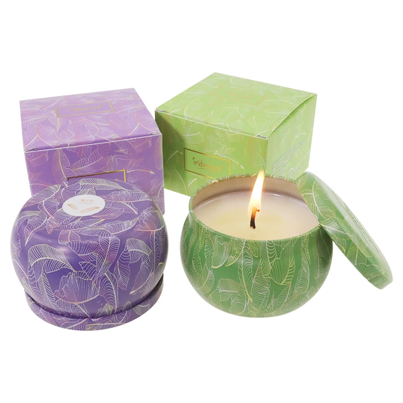 
Wholesale Round Metal Tin Can Weeding Massage Shower Spa Soy Wax Scented Candle Gift Candle Scent Oil Fragrance 