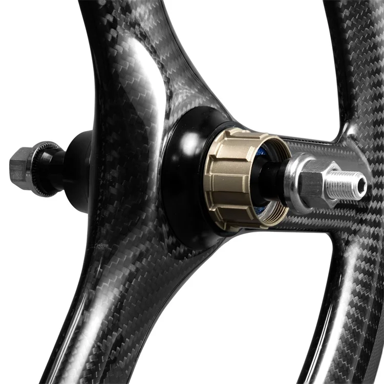 16inch 3 spoke rim brake carbon wheels for brompton folding bike