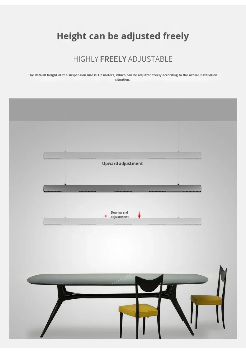 product grid pendant light strip eye protection aluminum alloy 6000k ra90 1200mm office lighting minimalist design-0