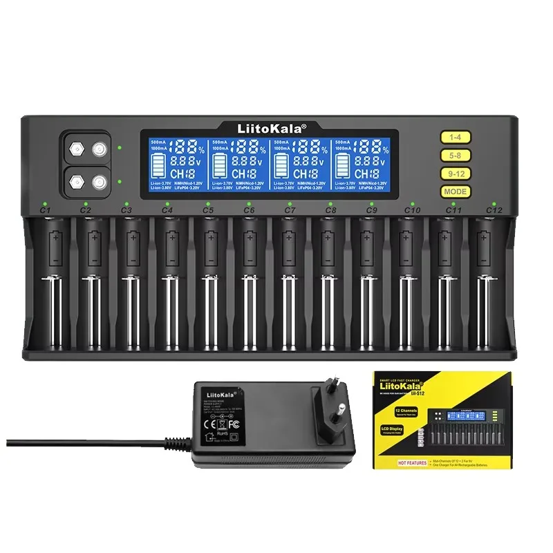 LiitoKala Lii-S12 Lii-S8 18650 21700 26650 9V Battery Charger LCD