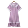 Custom Design Purple Oversized Nightie 100% Cotton Night Dress Short Sleeve Nightgown For Women