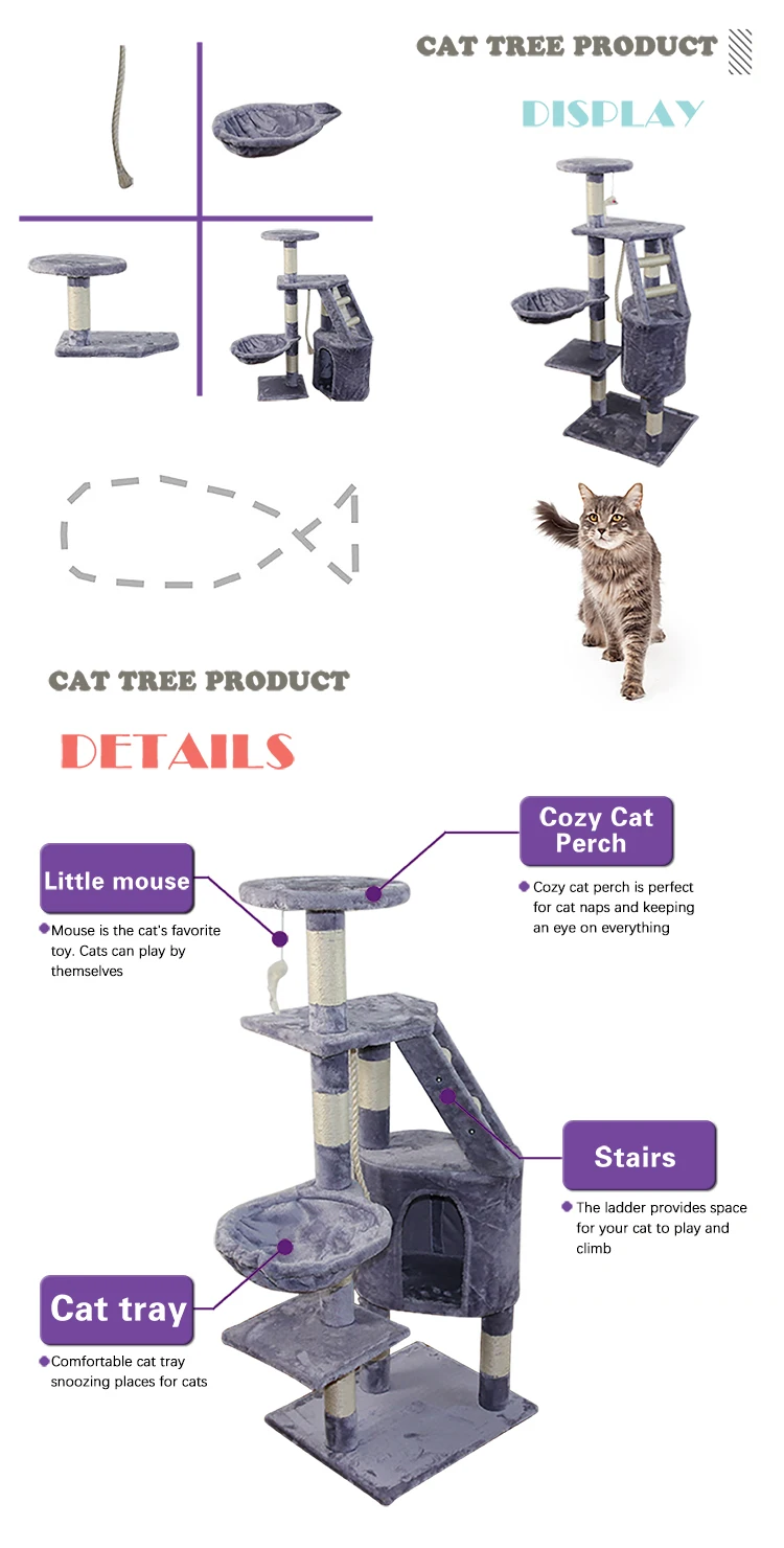 Cat House Tower Toy Indoor Climbing Scratcher Simple Cat Craft Cat Tree