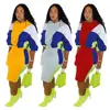 DA8184 women stylish patched skirts and long sleeve hoodies two piece set