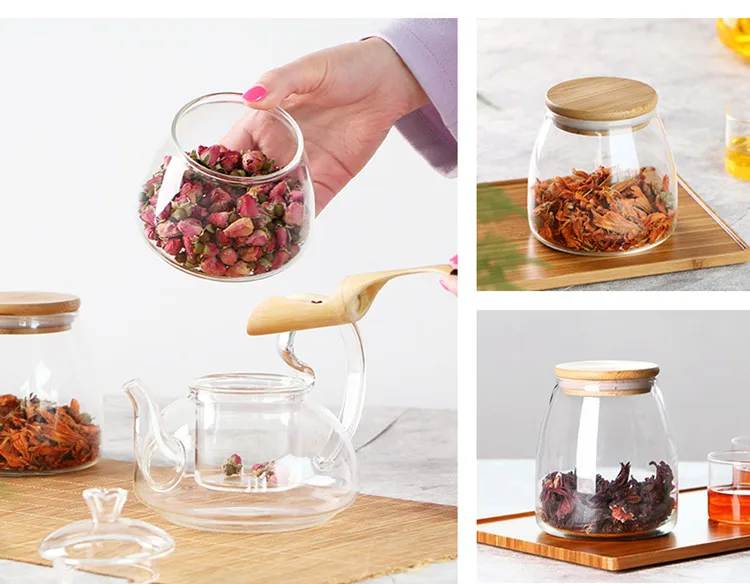 Transparent Glass Storage Coffee Candy Customized Lid Kitchen Glass Canister