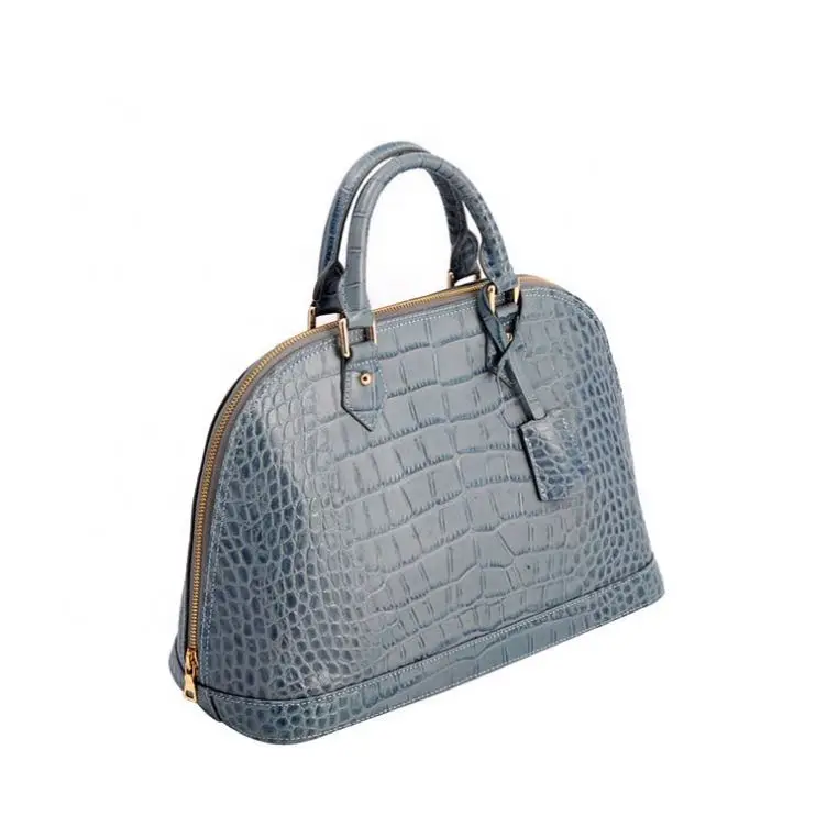 Italy Design Top Zip Crocodile Embossed Leather Handbags