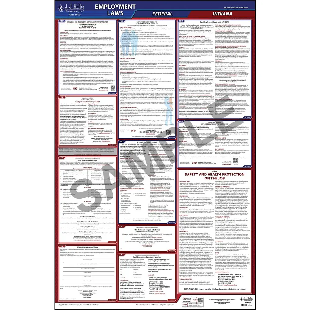 Indiana Arbeitsrecht Poster Alle In One Osha Konform In State Und Bundes Laminierte Poster 26 X 40 Englisch Buy Zustand Arbeit Gesetze Menschlichen Ressourcen Ubereinstimmung 18 19 Ubereinstimmung Konform Mitarbeiter Mitarbeiter