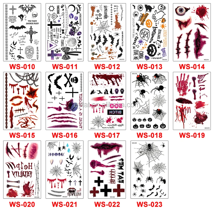 Halloween Temporary Tattoos Paste Tattoos Stickers Fake Wound Stitches