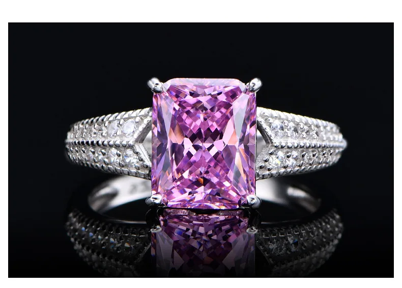 5.6 Karat Lab Diamond Ring Classic 8*10 Ice Flower Cut 925 Silver Ring with Classic Style