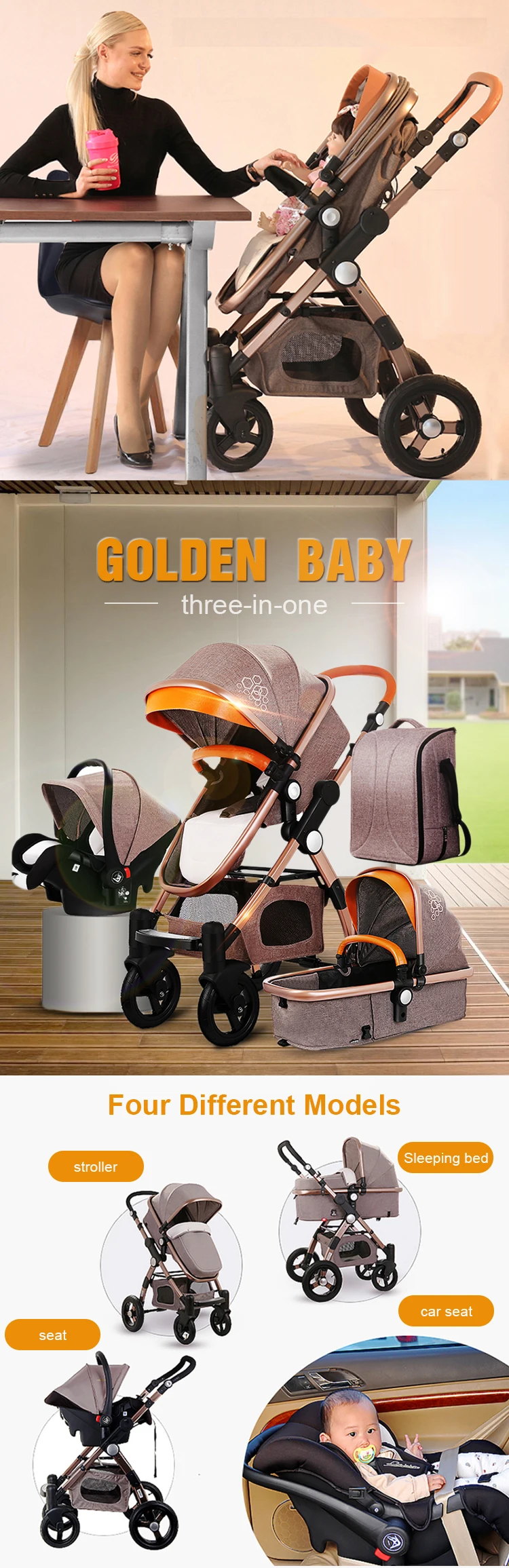 golden baby stroller 3 in 1