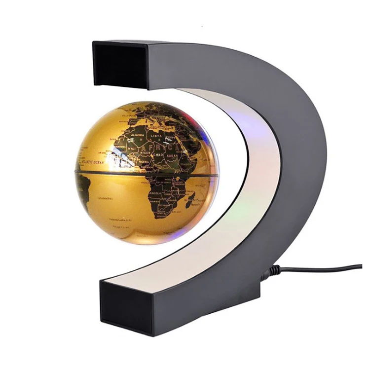 C Shape Home Decor Magnetic Rotating Levitation Floating Globe With Light US EU AU UK Plug