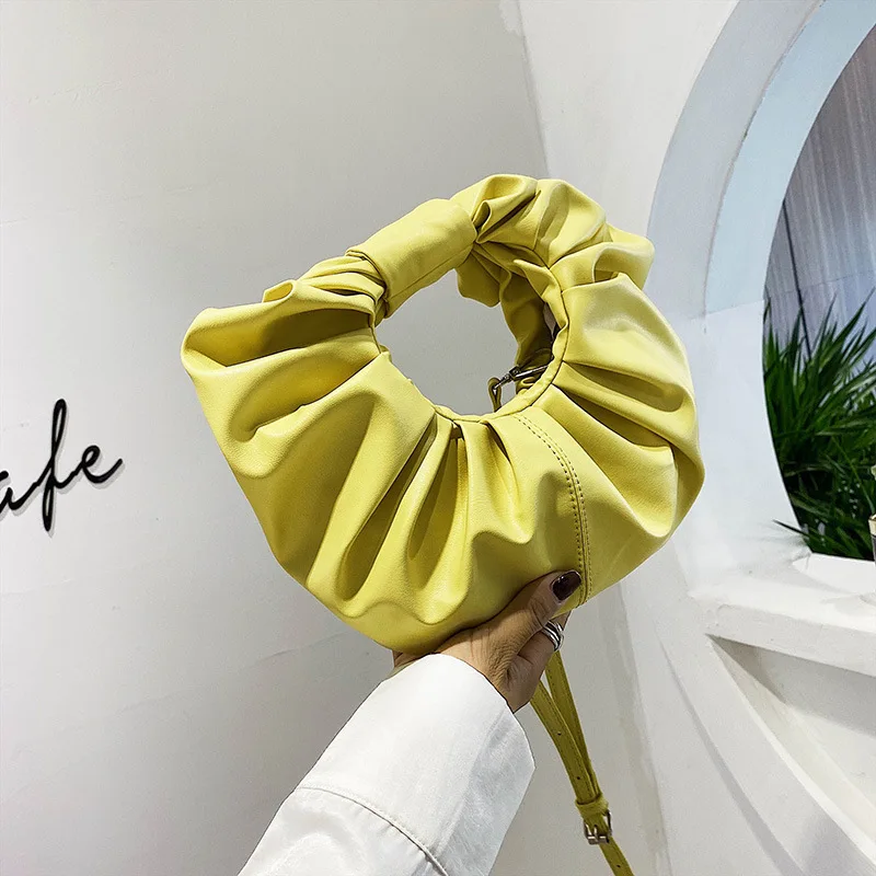 Luxury Designer Cloud Bag Women Daily Pu Leather Shoulder Bag Pleated C