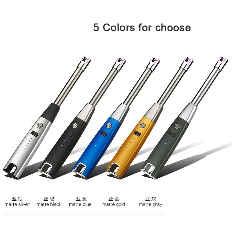 Free Custom Logo Classic Metal Windproof electric lighter usb rechargeable Arc Electric Lighter for BBQ and Kitchen